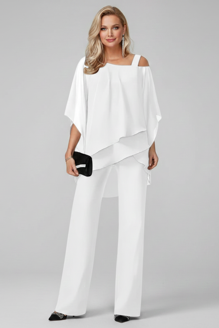 Women's Off-Shoulder Top and Wide-Leg Trousers Set