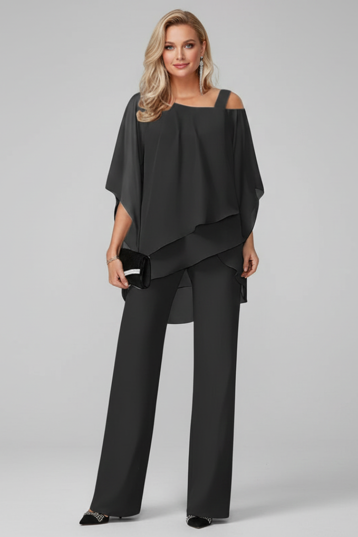 Women's Off-Shoulder Top and Wide-Leg Trousers Set