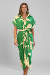 Women’s Button Front Shirt Dress with Waist Tie and Short Sleeves