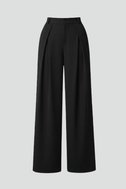 High Rise Wide Leg Trousers with Front Pleats