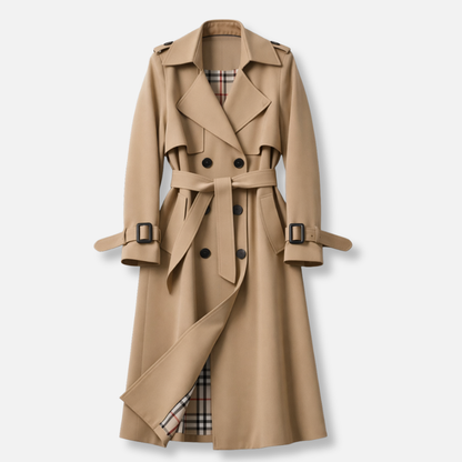 Women's Belted Tailored Long Trench Coat