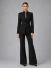 Women's Collarless Blazer and Wide Leg Trousers Suit Set