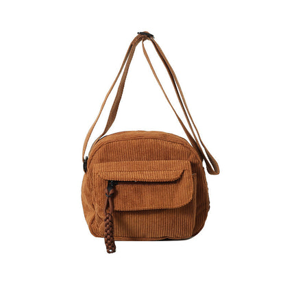 Textured Crossbody Bag With Front Zip Pocket