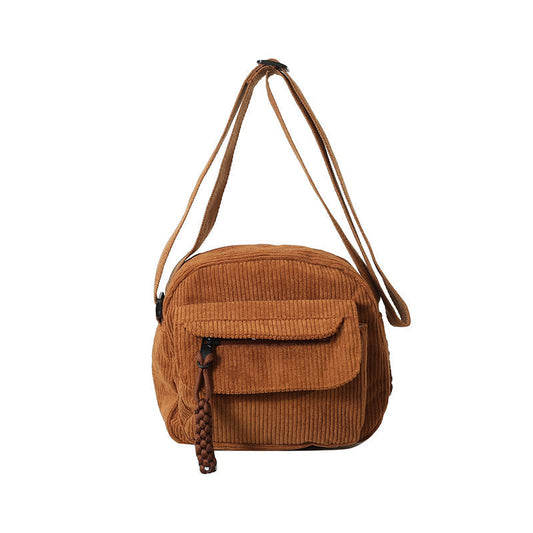 Textured Crossbody Bag With Front Zip Pocket