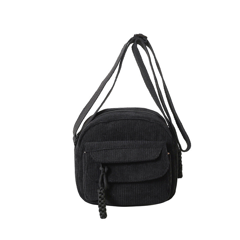 Textured Crossbody Bag With Front Zip Pocket