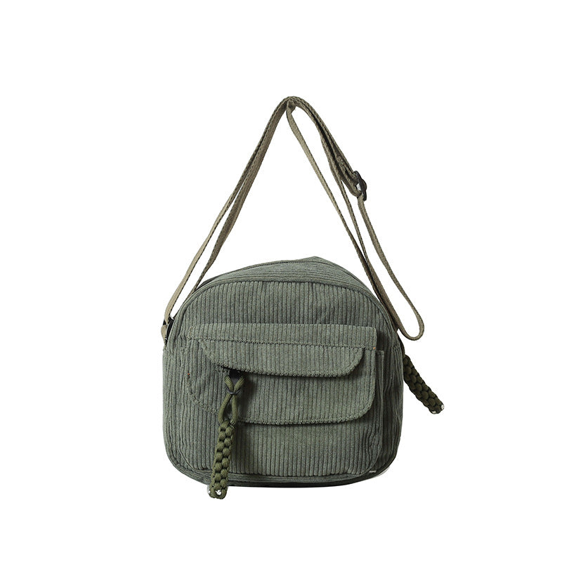 Textured Crossbody Bag With Front Zip Pocket