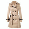 Women's Double Breasted Belted Contrast Trim Trench Coat