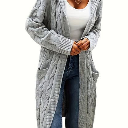 Women's Longline Cable Knit Cardigan