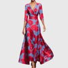 Floral Wrap V Neck Maxi Dress