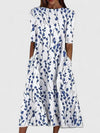 Floral Round Neck Midi Dress