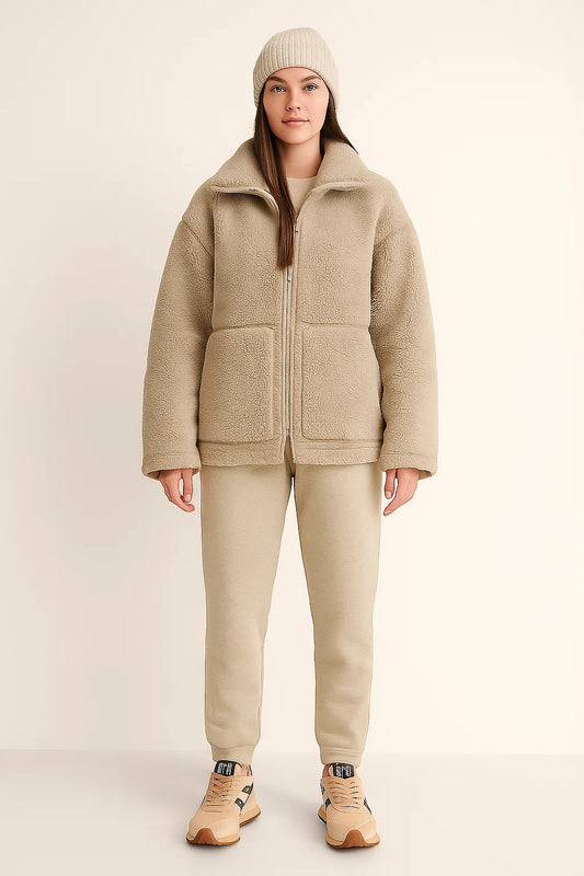 Coat – Zip-Up – Stand Collar – Relaxed Fit – With Pockets
