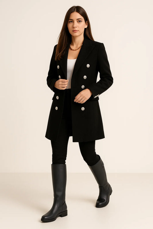 Coat – Long Fit – Tailored Shape – Double-Breasted – Lapel Collar