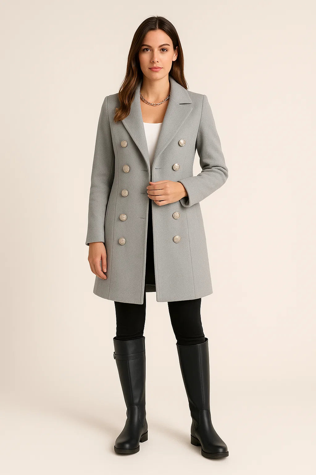Coat – Long Fit – Tailored Shape – Double-Breasted – Lapel Collar