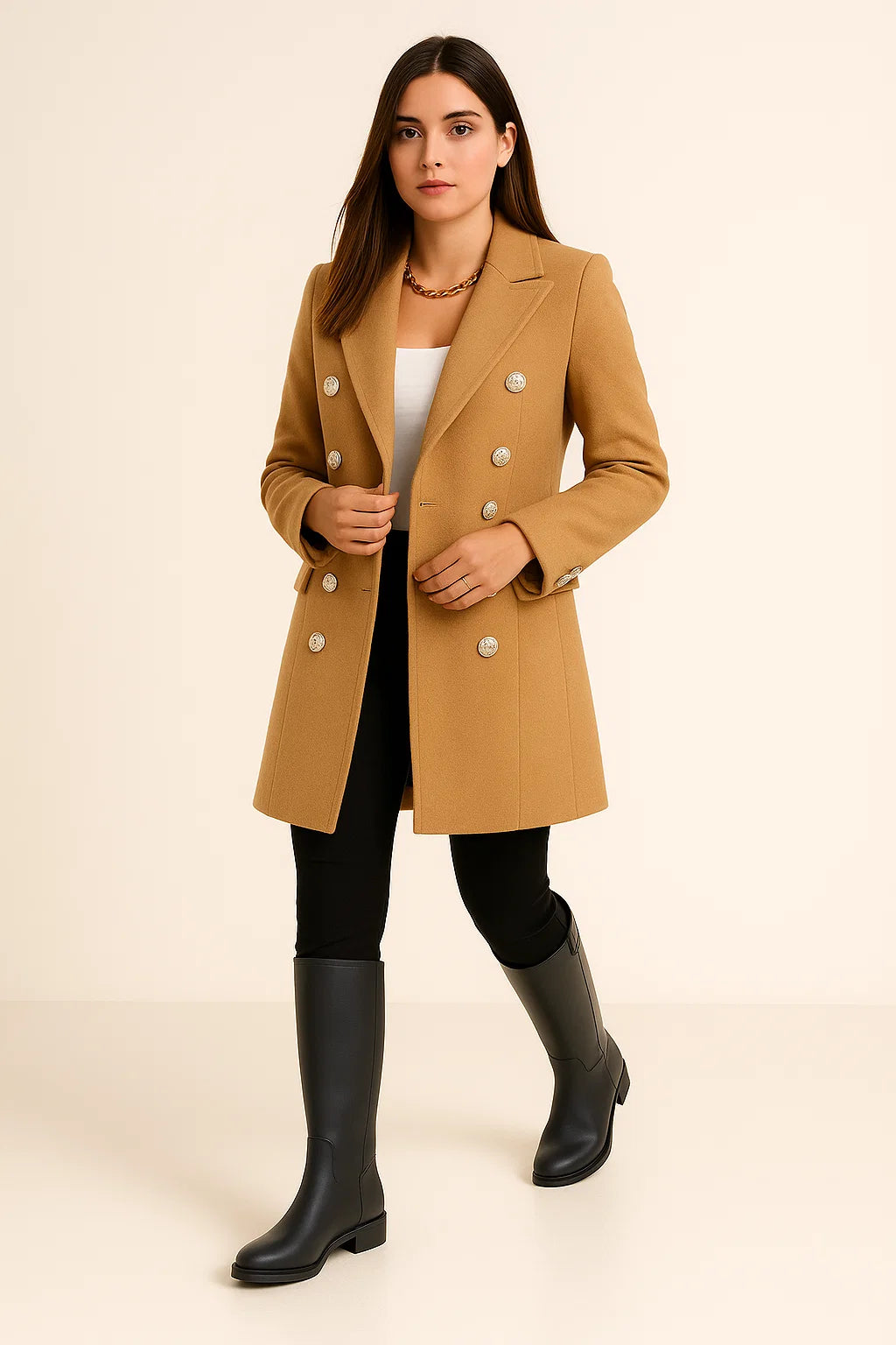 Coat – Long Fit – Tailored Shape – Double-Breasted – Lapel Collar