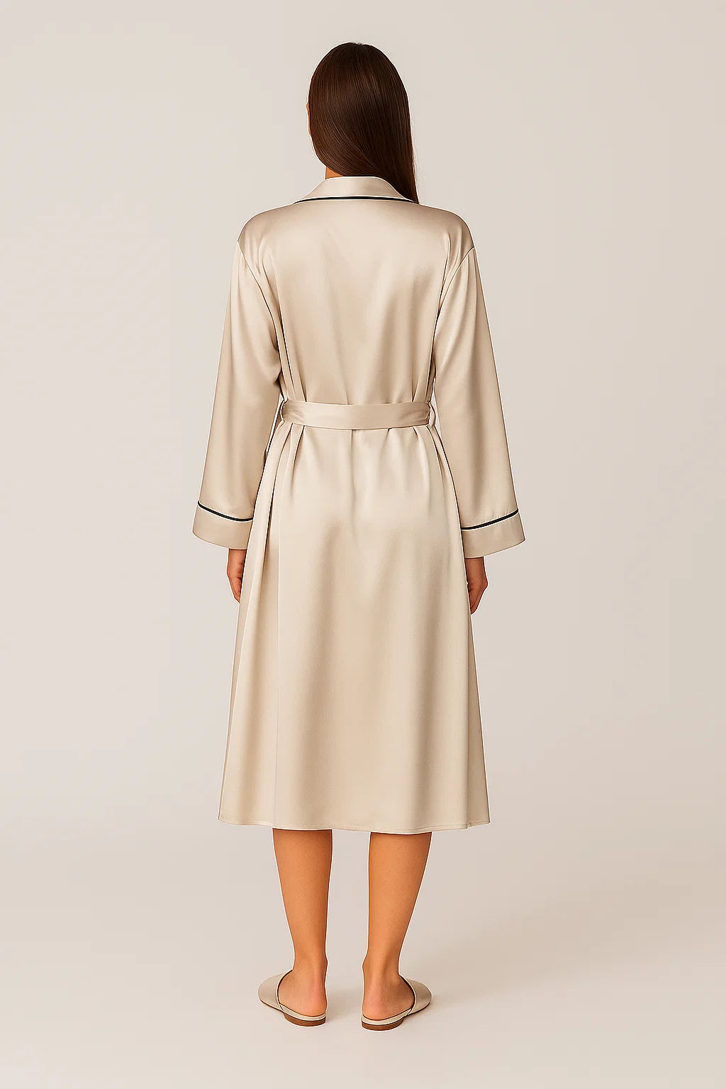 2-Piece Pyjama Set – Robe & Slip Dress – Long Sleeve – Elegant Loungewear