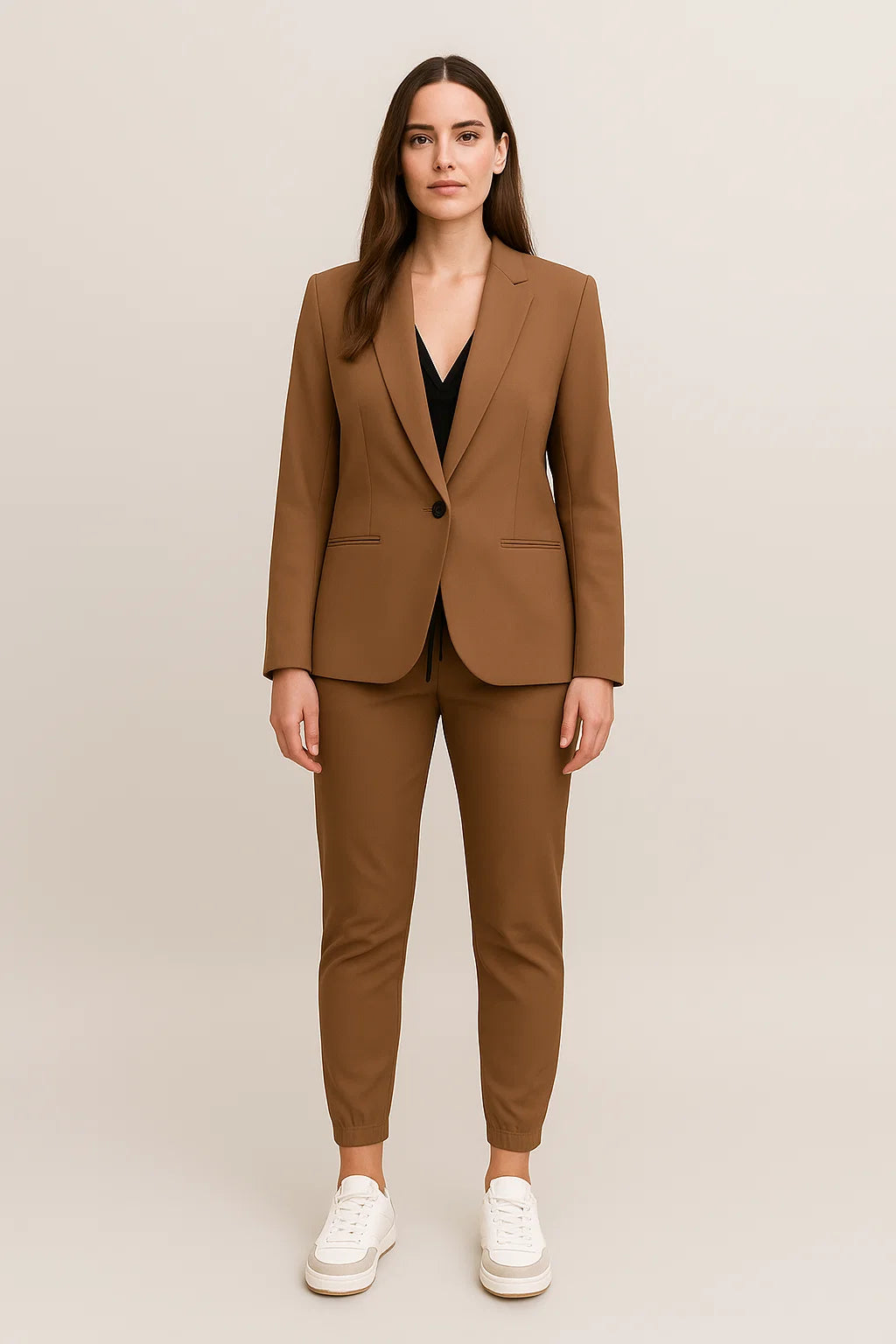 Tailored Blazer Set with Tapered Drawstring Trousers