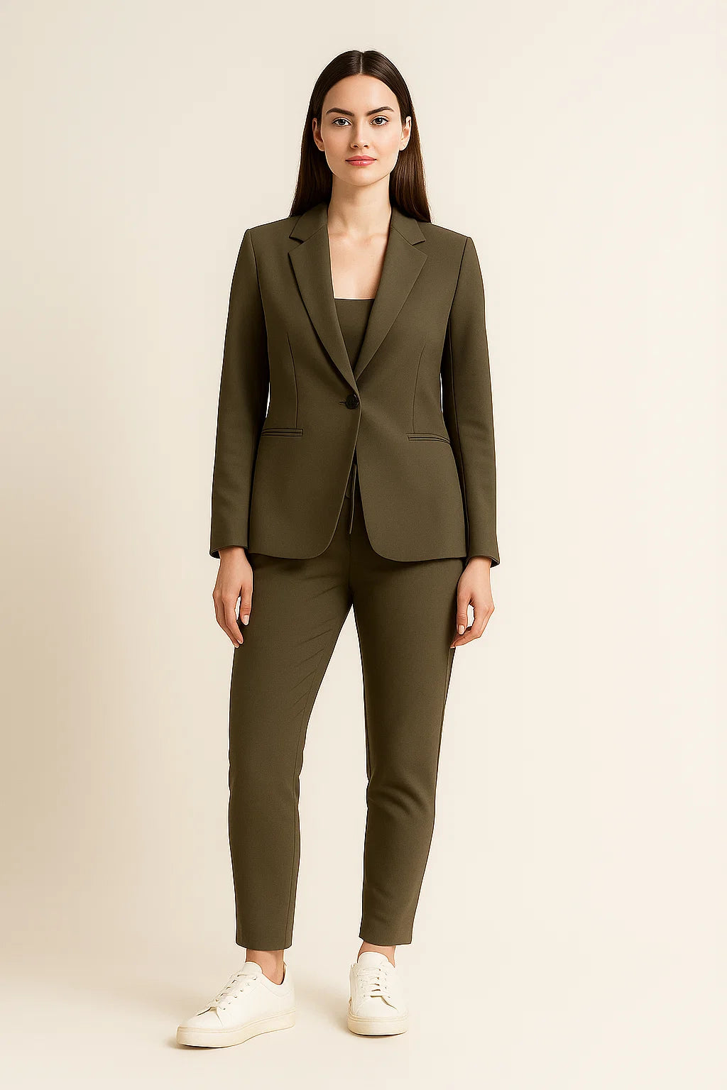 Tailored Blazer Set with Tapered Drawstring Trousers