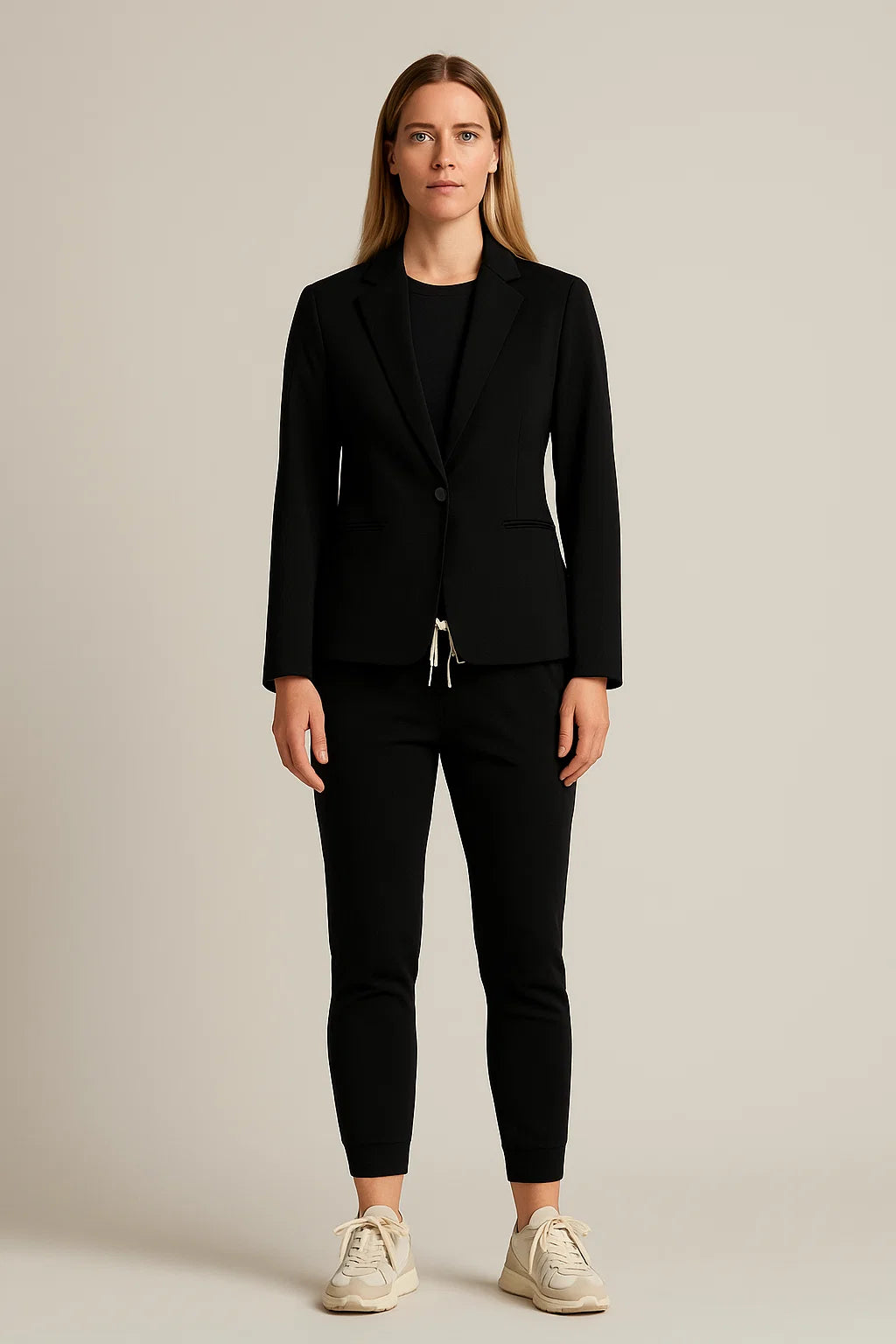 Tailored Blazer Set with Tapered Drawstring Trousers