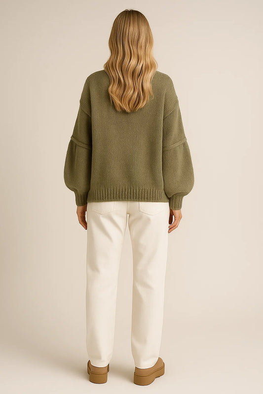 Knitted-Cardigan-Women – Oversized-Fit-and-Gold-Button-Details