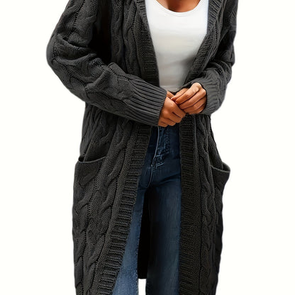Women's Longline Cable Knit Cardigan