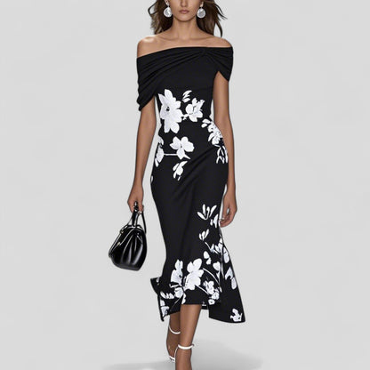Elegant Midi Dress With Statement Print