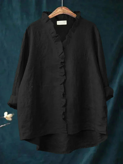 Ruffle V Neck Casual Blouse