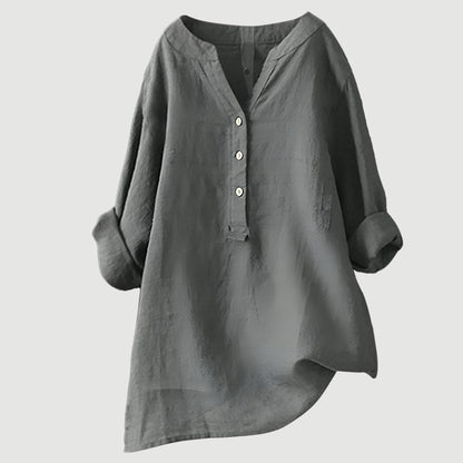 V Neck Button-Down Shirt