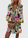 Floral V Neck Mini Dress