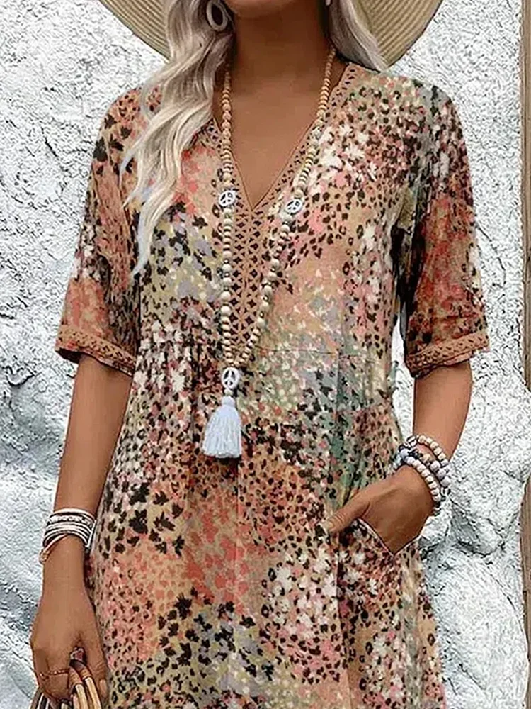 Vibrant Pattern Flowing Midi Dress