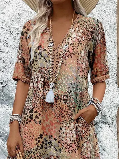 Vibrant Pattern Flowing Midi Dress