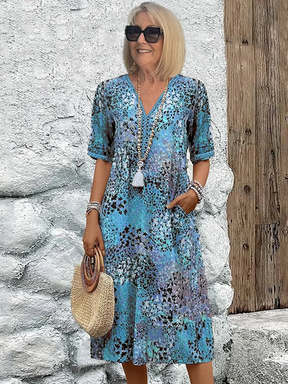 Vibrant Pattern Flowing Midi Dress