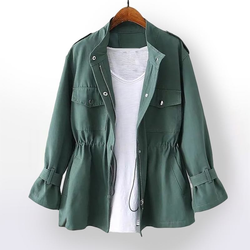 Women's Cargo Style Drawstring Waist Jacket