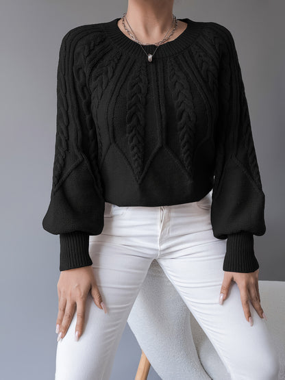 Women's Cable Knit Lantern Sleeve Jumper