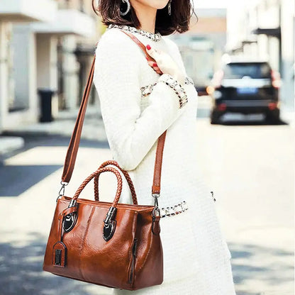Structured Satchel Bag With Braided Handles