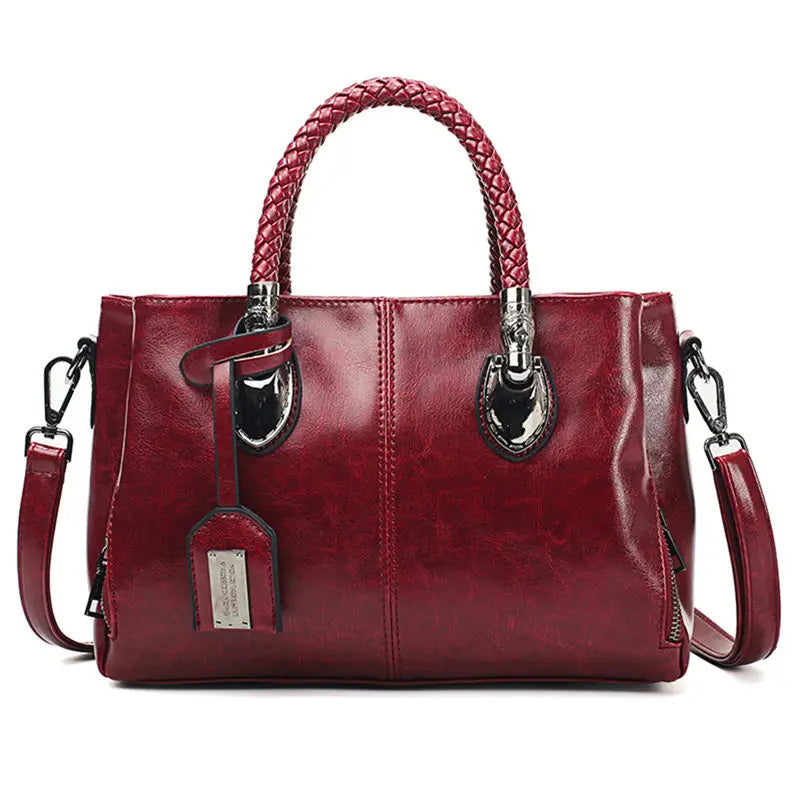 Structured Satchel Bag With Braided Handles