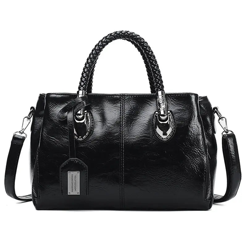 Structured Satchel Bag With Braided Handles