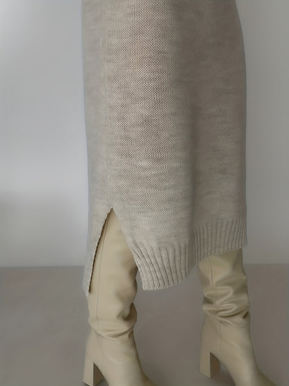 Women's Oversized V-Neck Knit Midi Dress