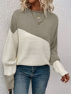 Women's Colour Block Turtleneck Knit Jumper