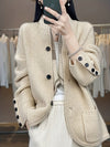 Women's High-Neck Button Cardigan with Pockets