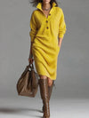 Ribbed Polo Neck Button Midi Dress