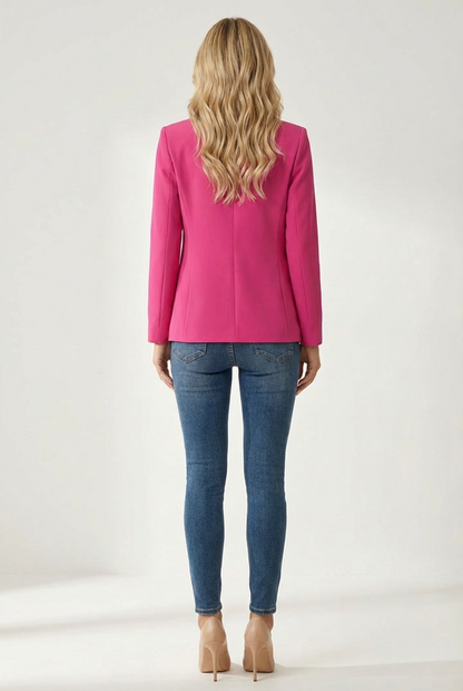 Regular Fit Womens Blazer with Notched Lapel and Single Button