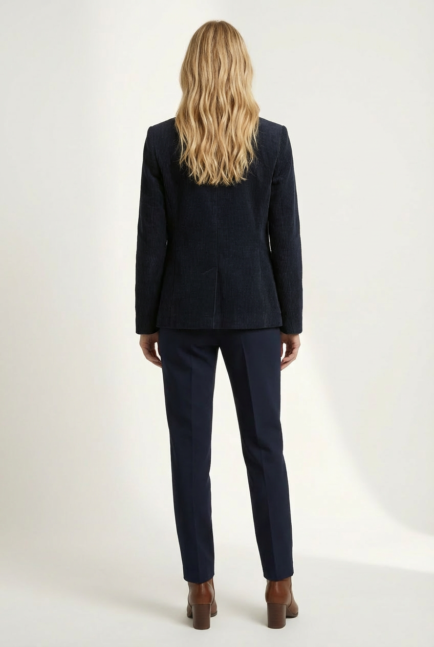 Corduroy Womens Jacket with Peaked Collar and Button Front Fit