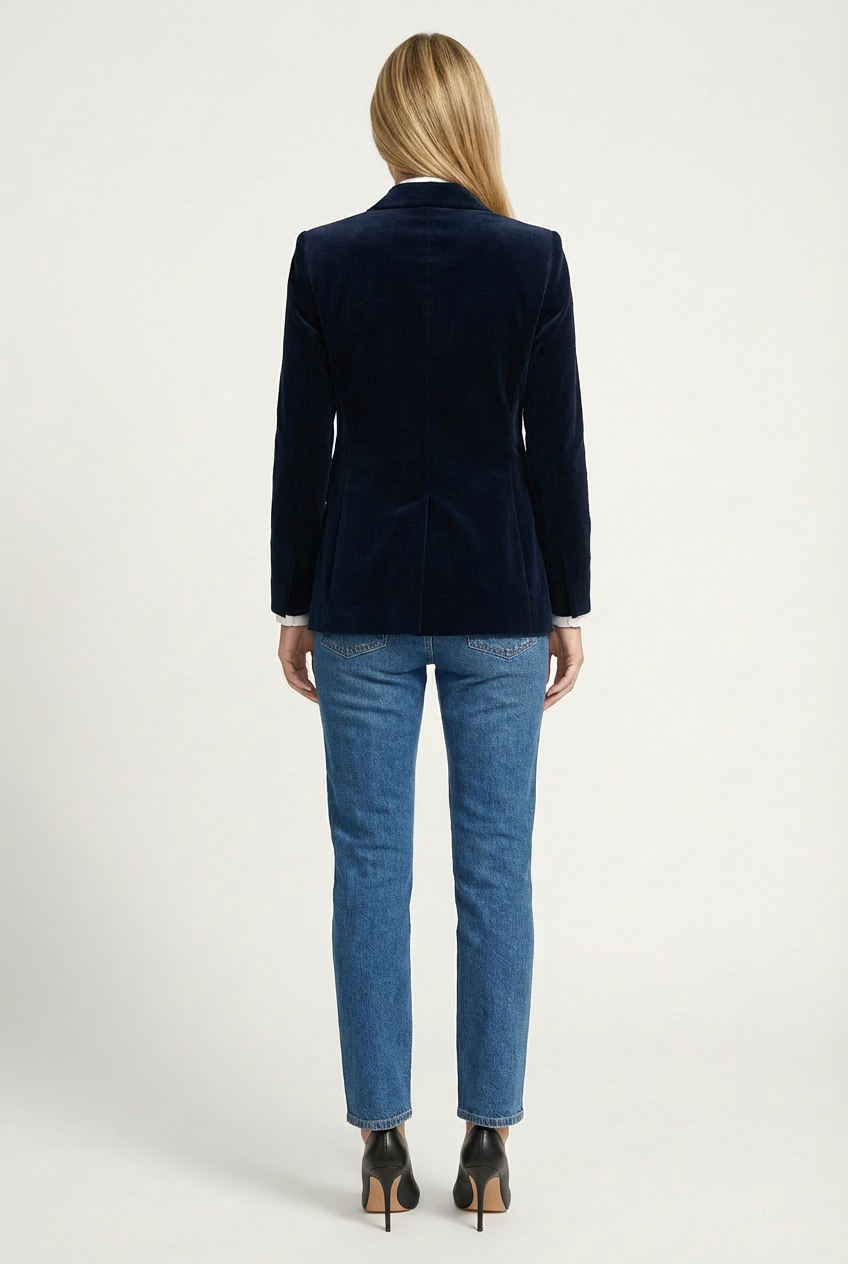 Structured Womens Blazer with Defined Lapels and Single Button