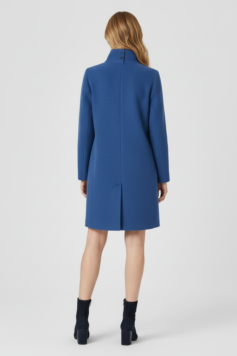 Womens Coat with Round Neckline and Button Front Fit