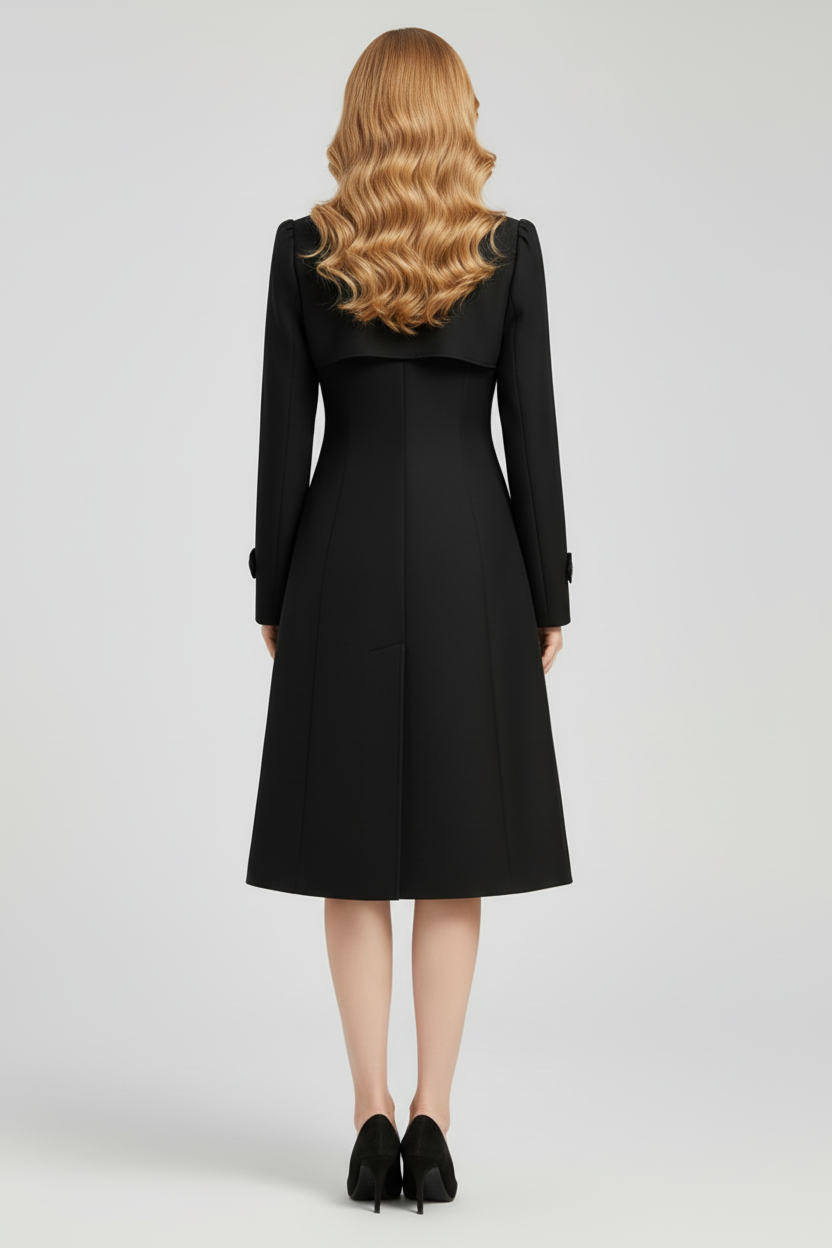 Womens Trench Coat with Notched Lapel and Button Front Fit