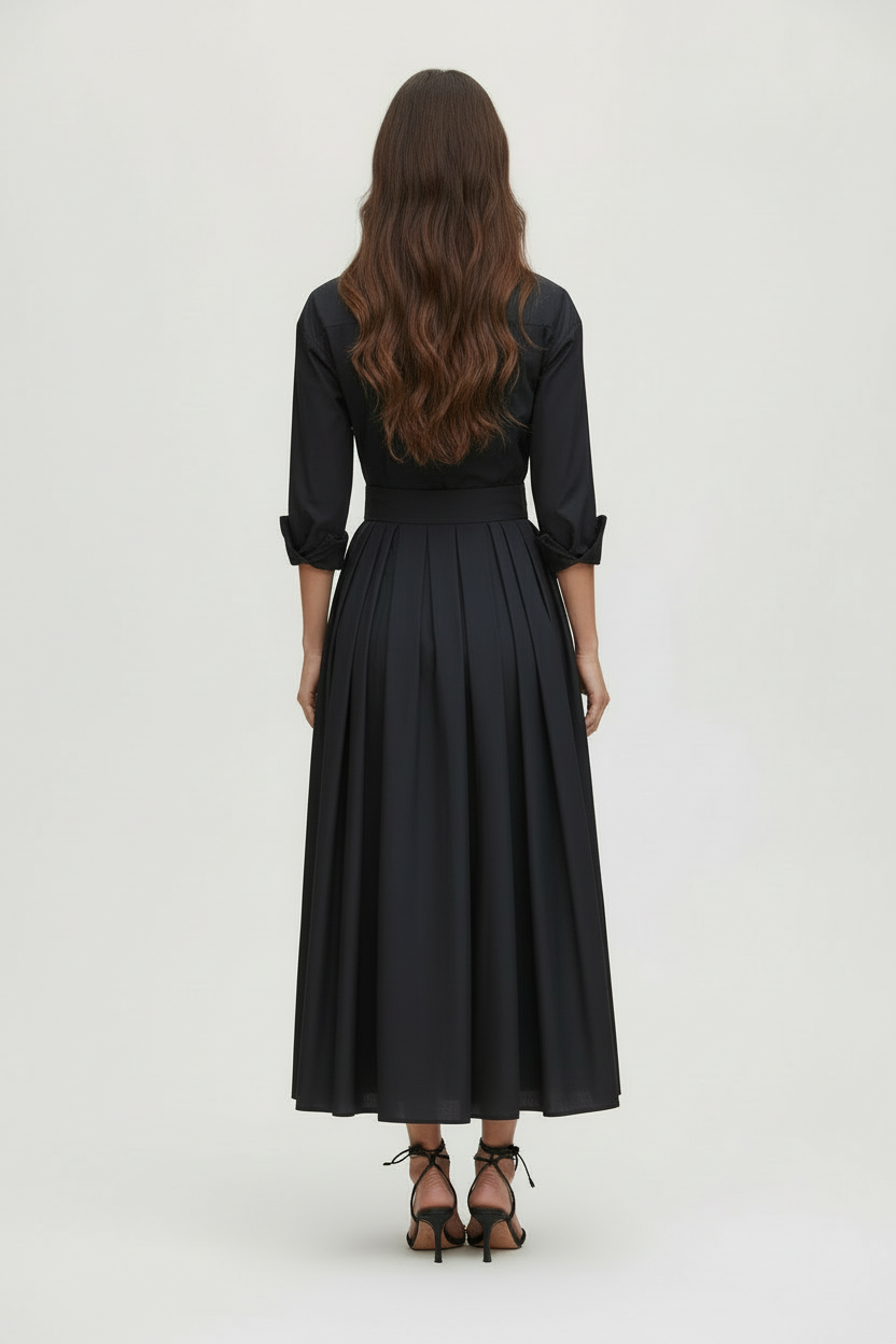 Tie Waist Shirt Style Maxi Dress