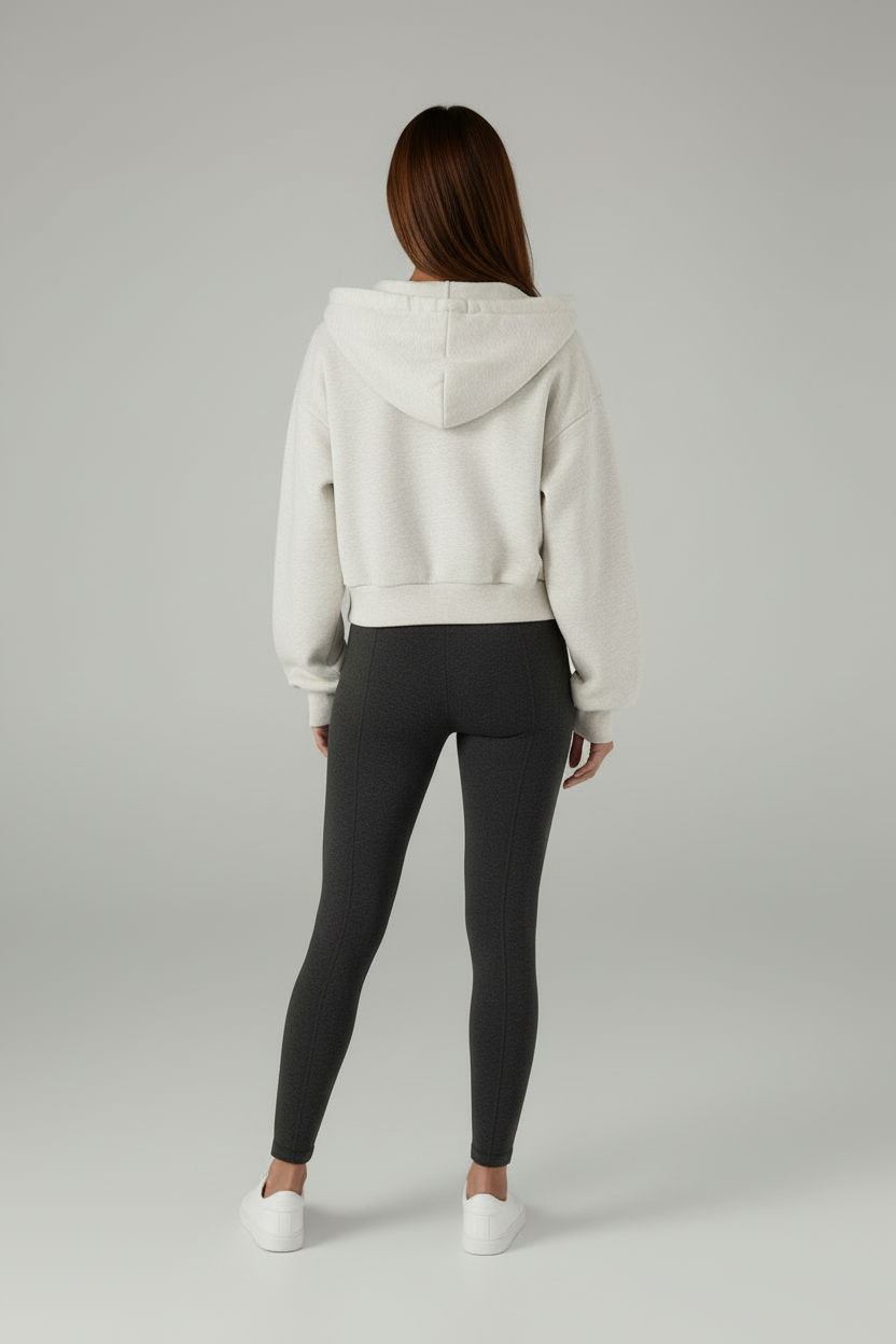 Women’s Cropped Hooded Jacket with Full Zip Front