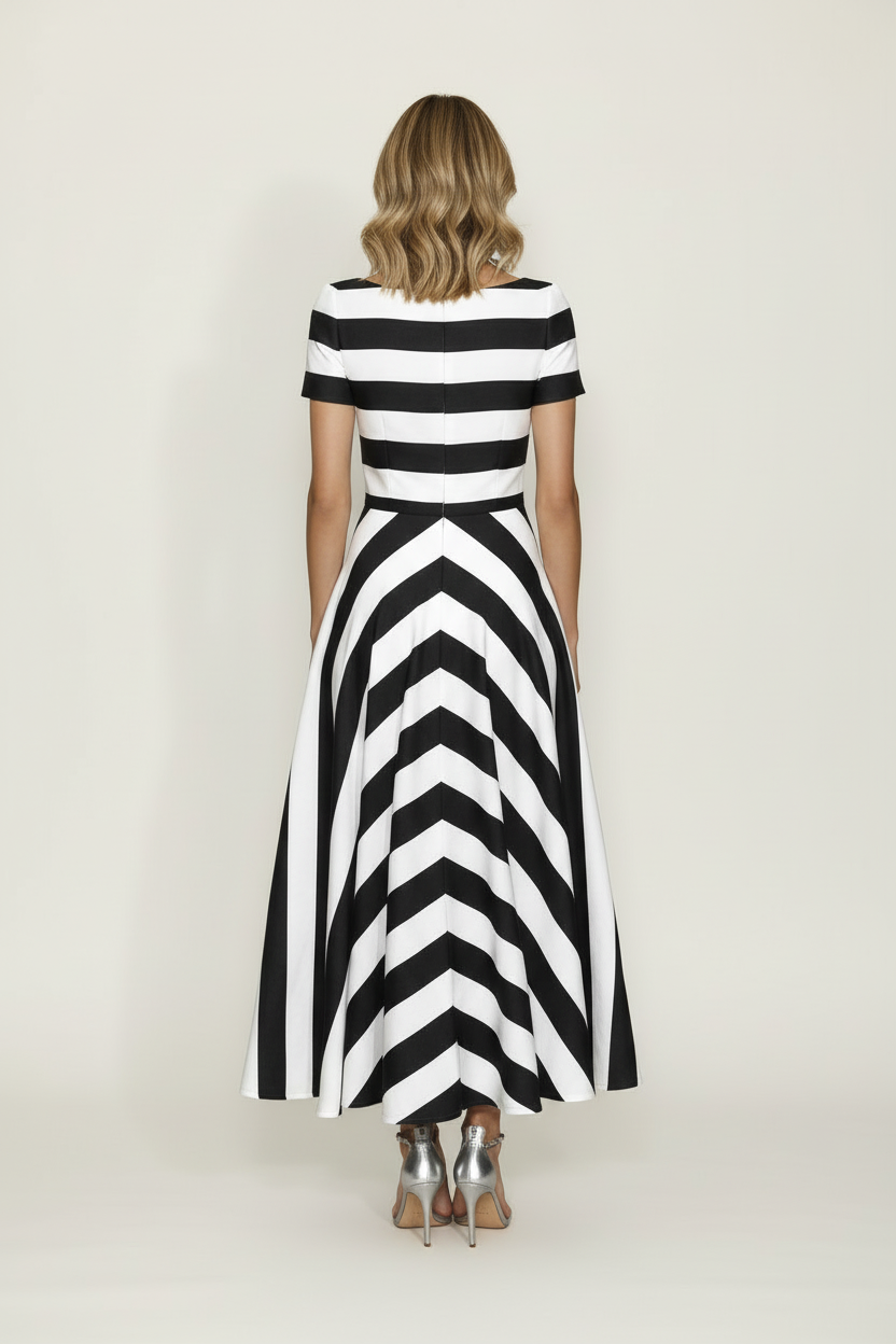Striped Maxi Dress with Flowing Silhouette and Relaxed Fit