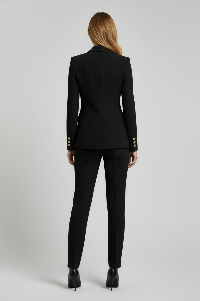 Women’s Blazer with Notch Collar and Gold Button Detail