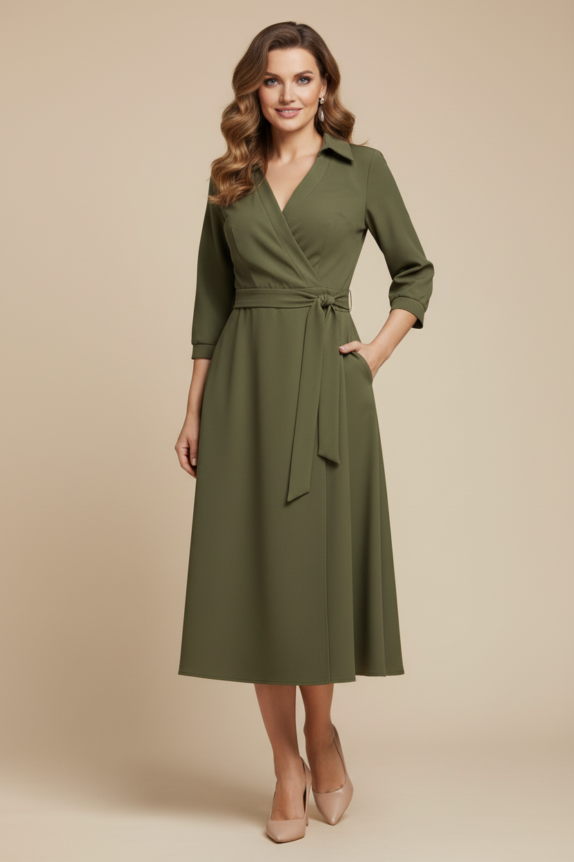 Tailored Blazer Dress with Double Breasted Front and Long Sleeves